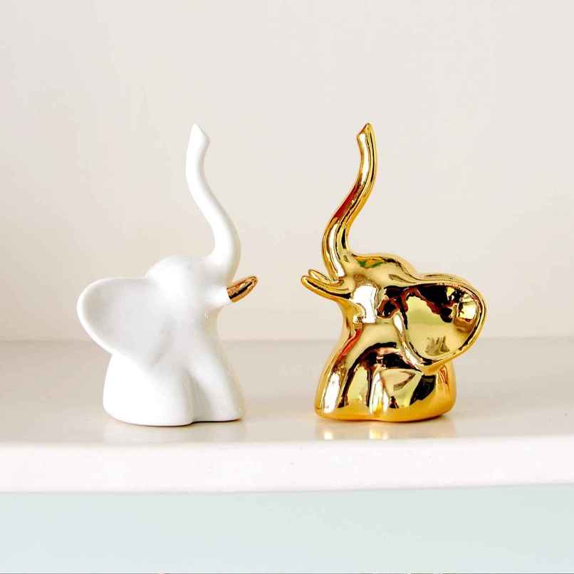 TIED RIBBONS Elephant Showpiece | White & Golden - 4.5 in x 2.7 in TIED RIBBONS Elephant Showpiece | White & Golden - 4.5 in x 2.7 in