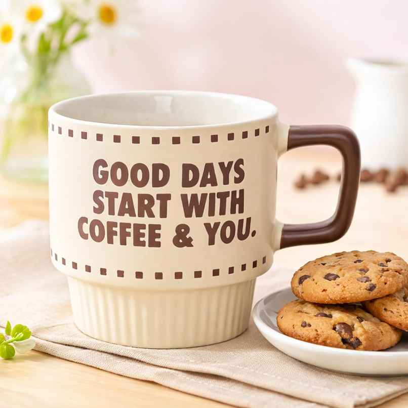 Femora Ceramic Coffee Cup | Elegant Printed Design | 320 ml