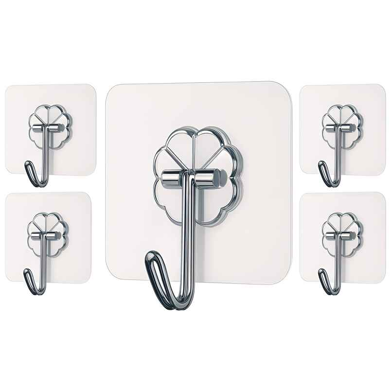 Perpetual Self Adhesive Wall Hooks | Heavy Duty | Transparent | Multipurpose | Set of 5 Perpetual Self Adhesive Wall Hooks | Heavy Duty | Transparent | Multipurpose | Set of 5