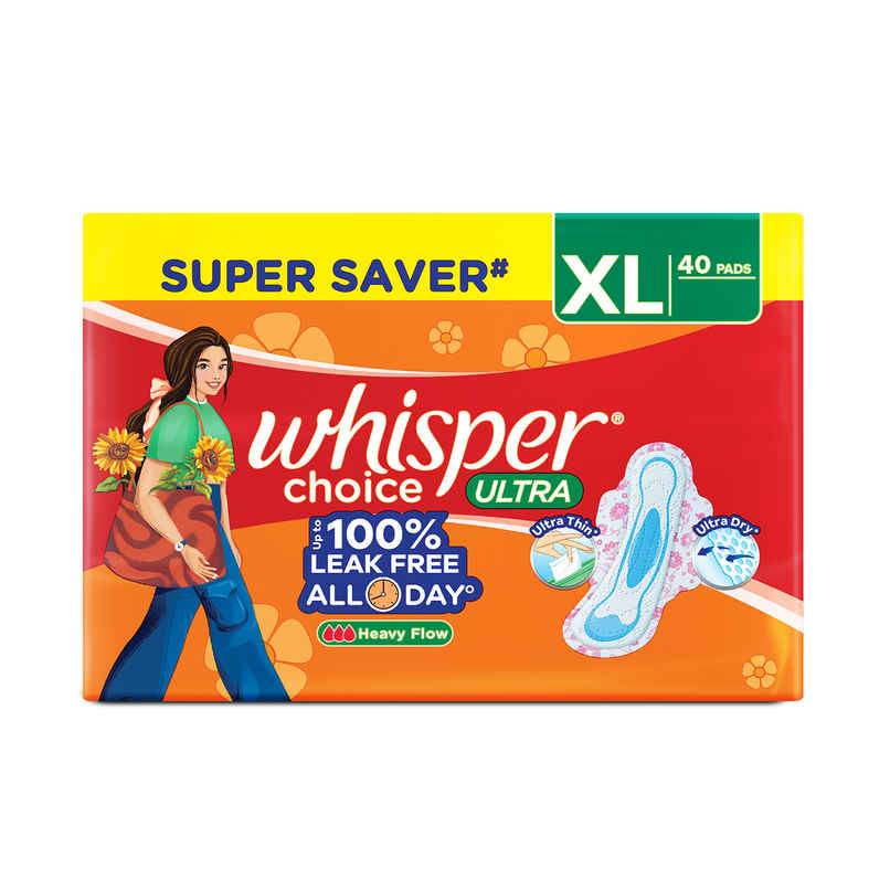 Whisper Choice Ultra Sanitary Pads | XL | 40 pcs