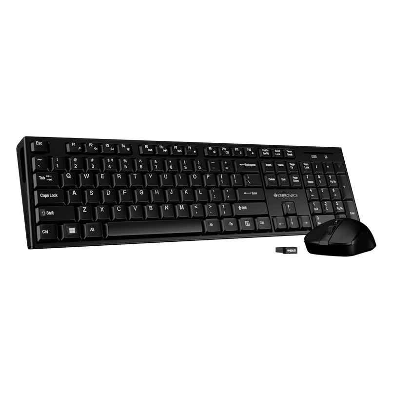 Zebronics Companion 304 Wireless Combo, 104 Keys, Key, 12 Multimedia Keys, 1600 DPI | Black