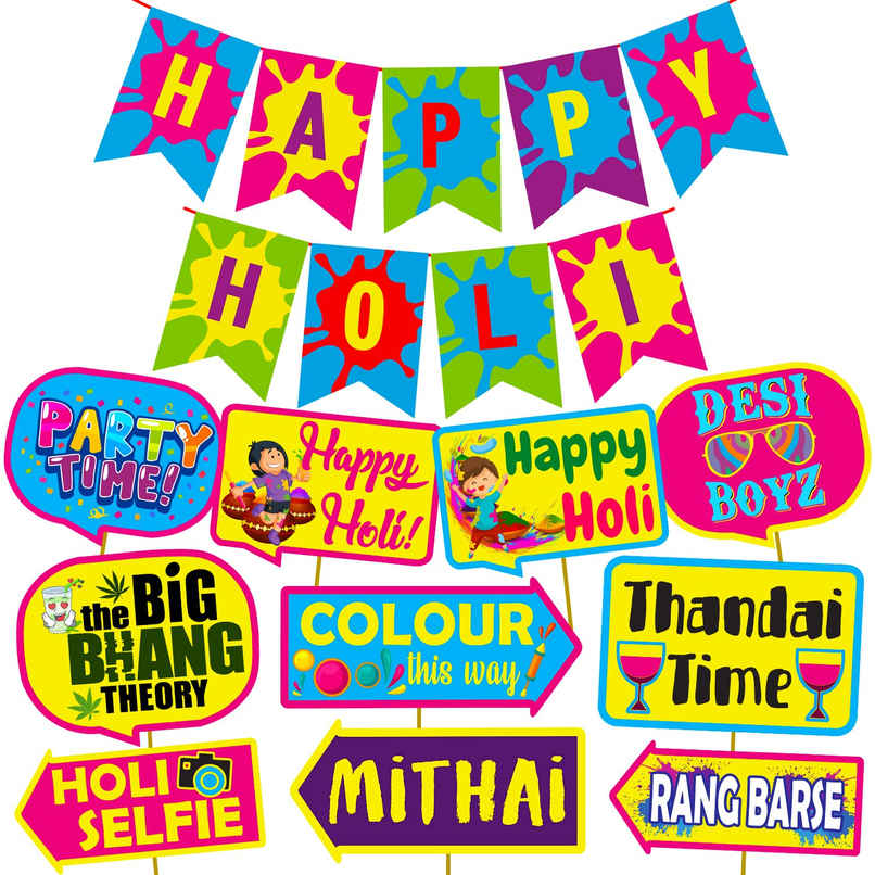 Colorful Holi Props Items Special Multicolor Holi Decoration Set | Party Propz