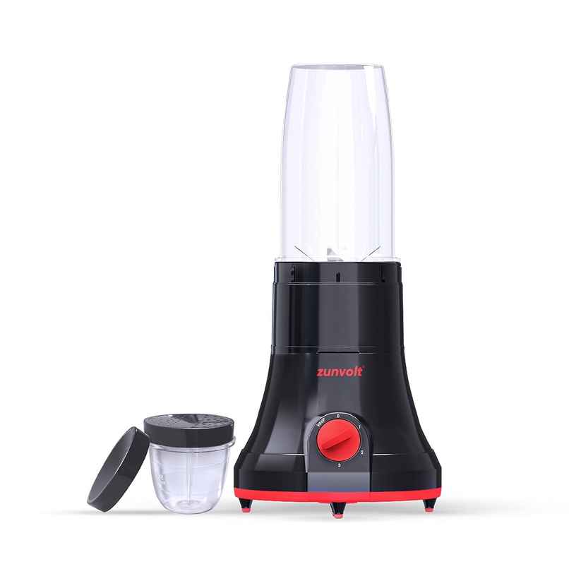 ZunVolt Blender Grinder Smoothie Maker Fruice Juicer Mixer Grinder | 400 | 2 Jars - Black - Red