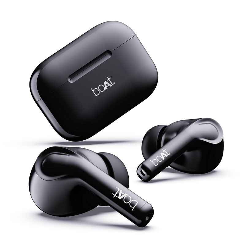 boAt Airdopes 163 TWS Earbuds w/ 40H Playtime, ASAP Charge , 13mm Drivers & ENx Tech (Pebble Black)