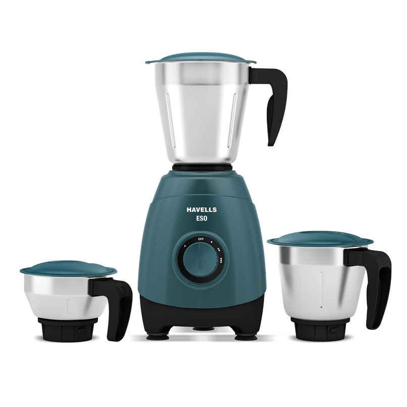 Havells Eso Mixer Grinder | 750 W | 3 Jars | 21K Rpm | Ss Jars With Handle - Teal & Black Havells Eso Mixer Grinder | 750 W | 3 Jars | 21K Rpm | Ss Jars With Handle - Teal & Black