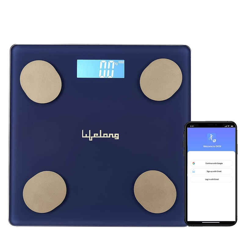 Lifelong Llws36 Smart Bmi Weighing Scale With 13 Body Parameters With Bluetooth Weighing Scale-Blue