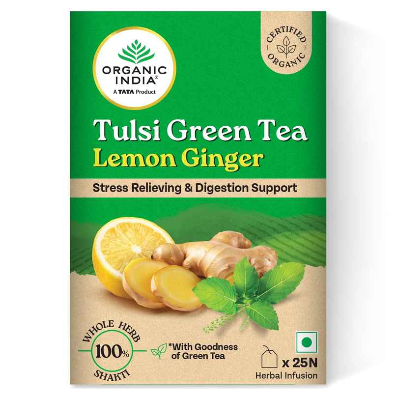 Organic India Tulsi Green Tea Lemon Ginger Herbal Infusion Bags Organic India Tulsi Green Tea Lemon Ginger Herbal Infusion Bags