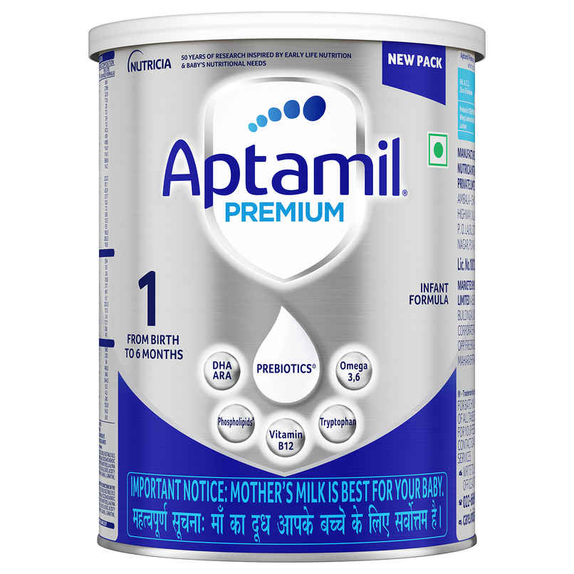 Aptamil Premium Infant Formula for Babies - Stage 1 (Upto 6 Months) | With Nutrients and Prebiotics | Tin