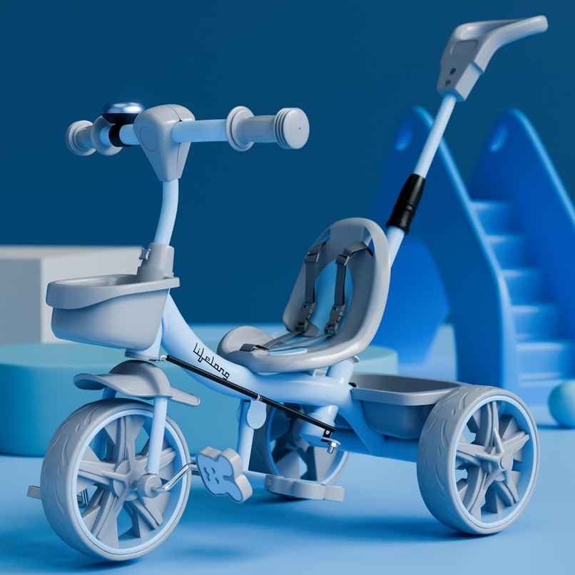 Lifelong Kids Tricycle 2-5 Years with Parental Control | EVA Wheels | Blue & Grey | 30 kg