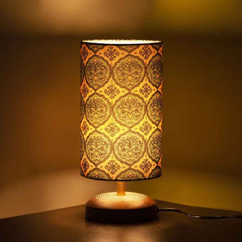 ExclusiveLane Paisley-Carved Table Lamp In Mango Wood | 35.6 cm
