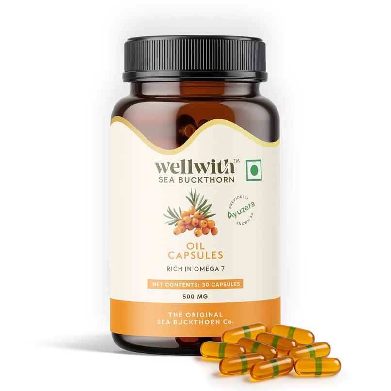 Wellwith Sea Buckthorn Berry Oil Vegan Omega 7 500 mg | Veg HPMC Capsules Wellwith Sea Buckthorn Berry Oil Vegan Omega 7 500 mg | Veg HPMC Capsules