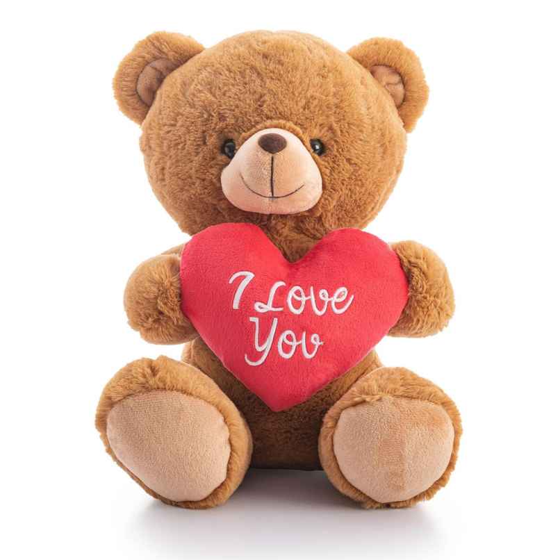 Hamleys Teddy Bear with Heart with I Love You Quote Soft Plush Toy | Brown - 30 cm