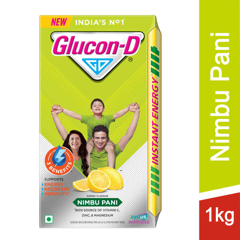 Glucon-D Nimbu Pani with 3 Benefits of Energy, Recovery, and Immunity