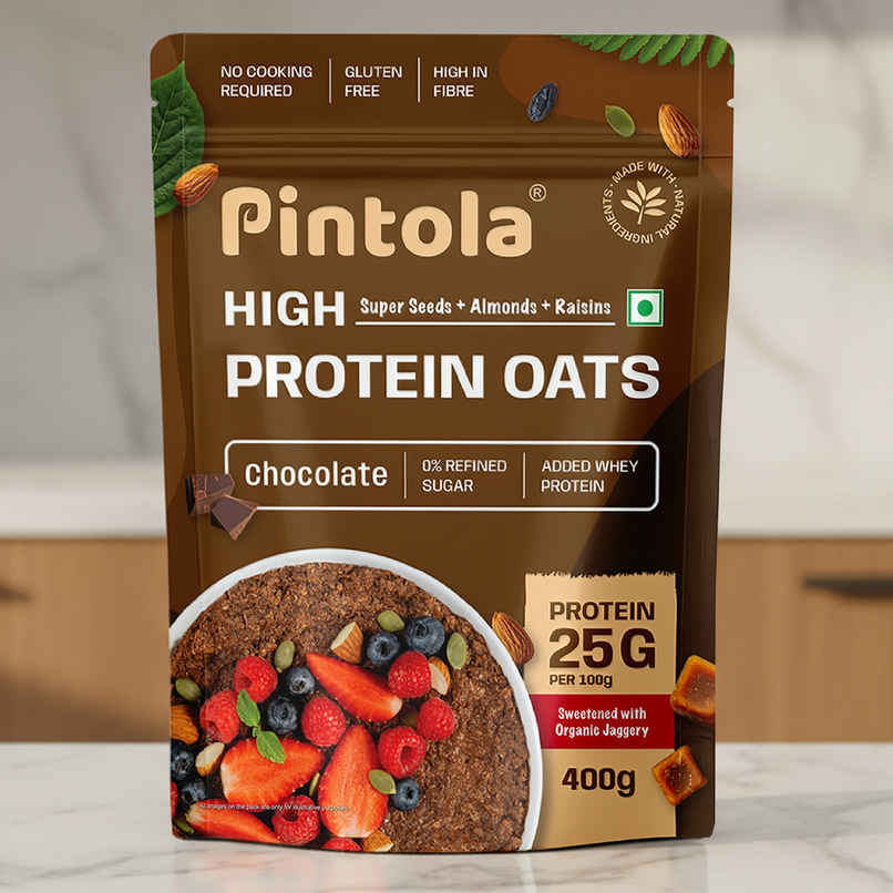 Pintola High Protein Oats Dark Chocolate With Almonds Raisin Pumpkin And Chia Seeds Pintola High Protein Oats Dark Chocolate With Almonds Raisin Pumpkin And Chia Seeds