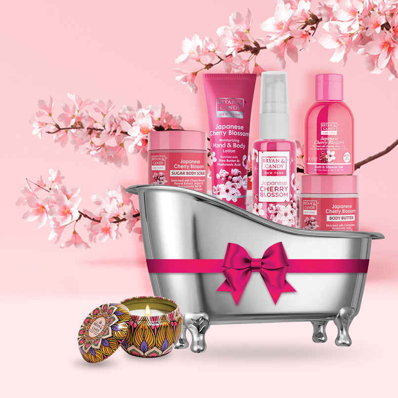 Bryan & Candy Japanese Cherry Blossom Bath Tub Essentials Gift Set