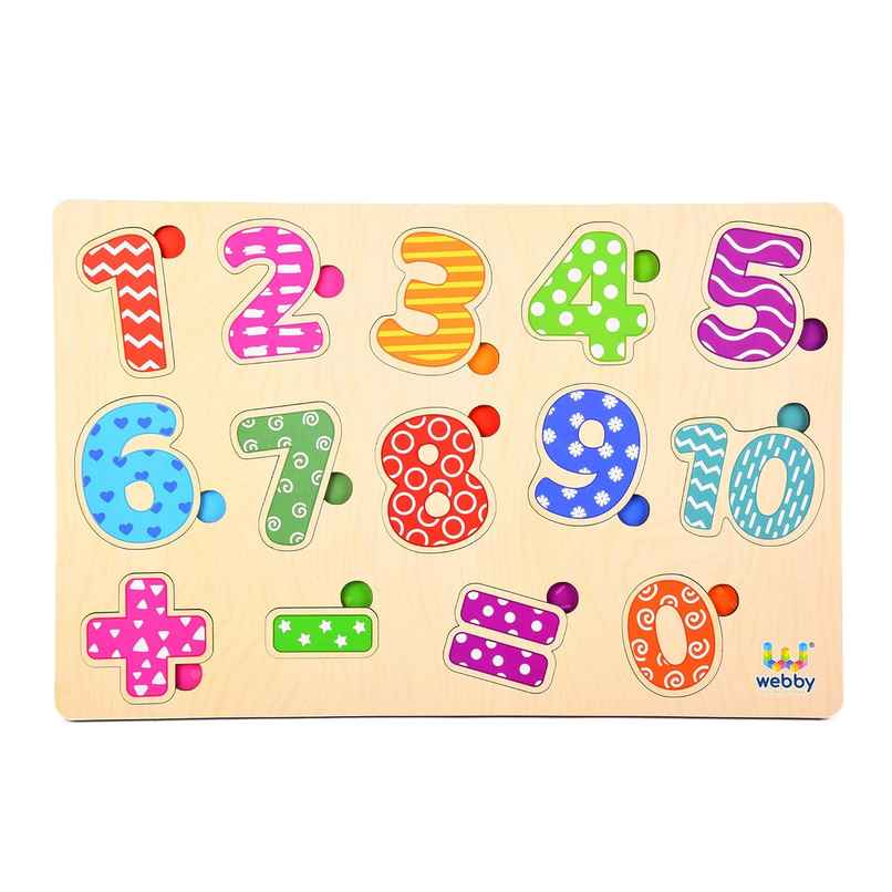 Webby Wooden Counting Numbers Montessori Educational Pre-School Puzzle Toy