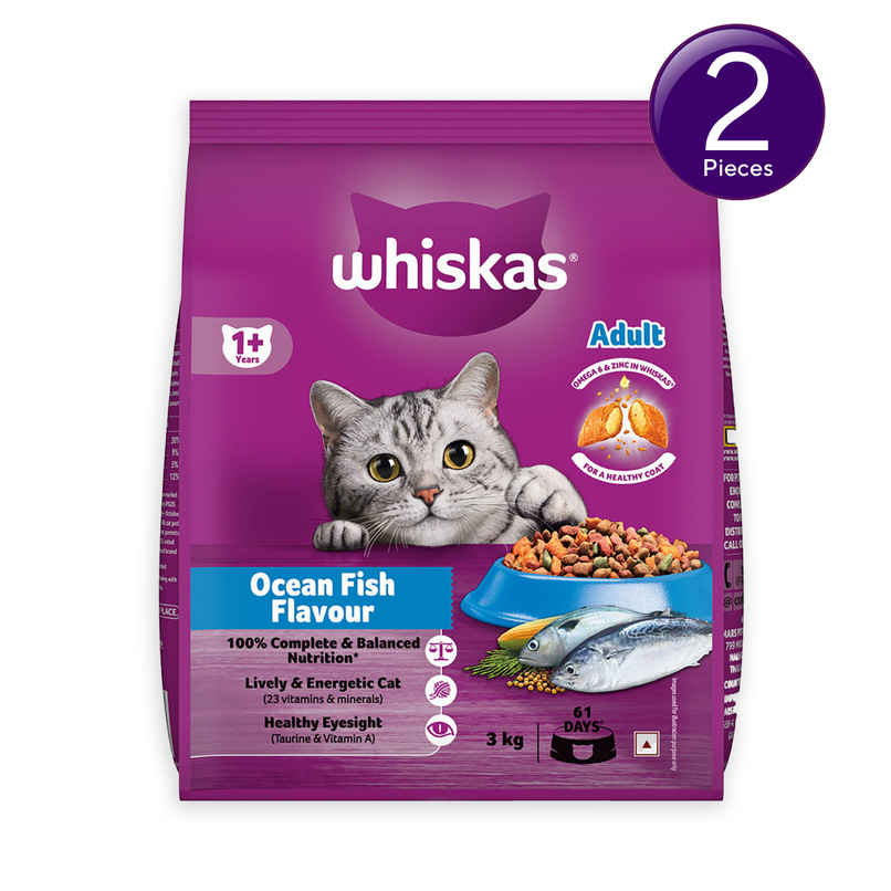 Whiskas Adult Ocean Fish Flavour Dry Cat Food Combo 