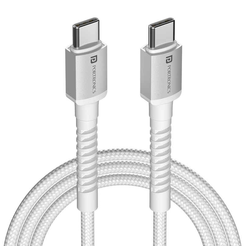 Portronics Konnect X 60W Type C to Type C 1m, White Portronics Konnect X 60W Type C to Type C 1m, White