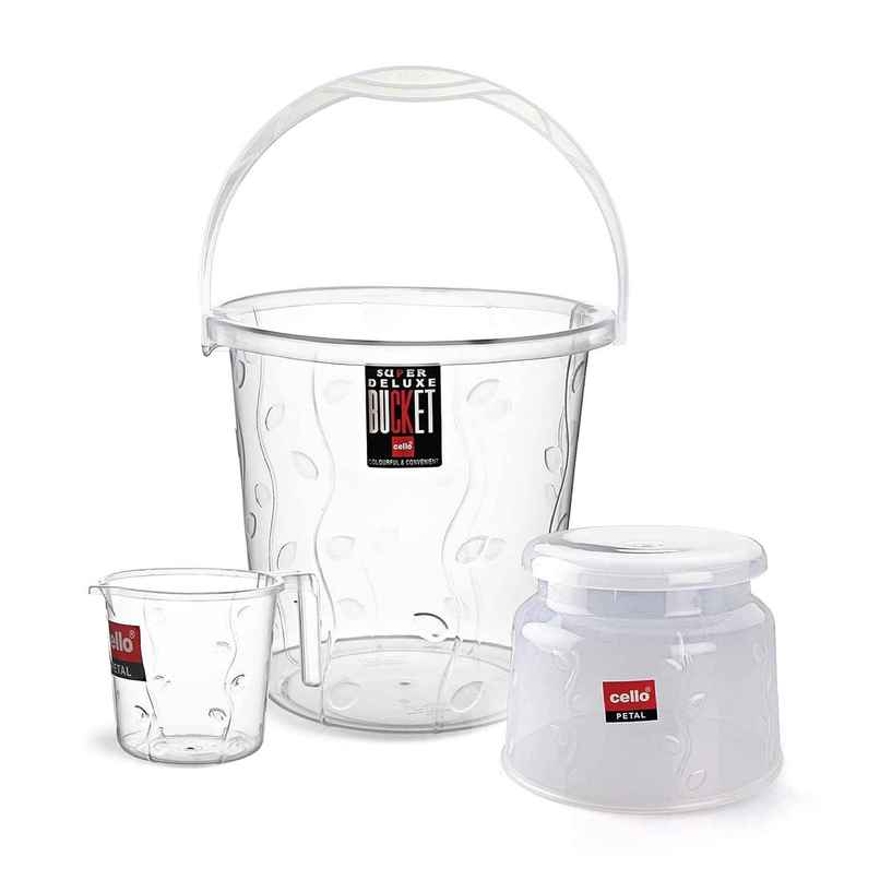 Cello Petal Bathroom Small Set of 3 Transparent Sturdy and durable Lightweight & Easy clean