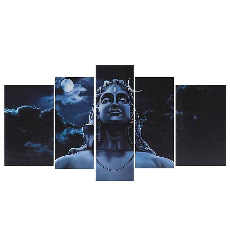 Perpetual Adiyogi Wall Painting for Living Room - Set of 5 |75 cm x 43 cm Perpetual Adiyogi Wall Painting for Living Room - Set of 5 |75 cm x 43 cm