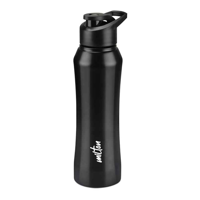 Milton Stainless Steel Comet Single Wall Leakproof Rust Free Water Bottle | Black | 1 L