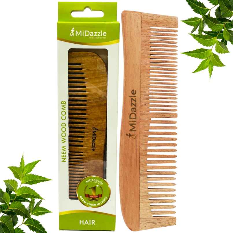 Midazzle Organic Kacchi Neem Wooden Dressing Comb 2in1 | MINC2104 Midazzle Organic Kacchi Neem Wooden Dressing Comb 2in1 | MINC2104