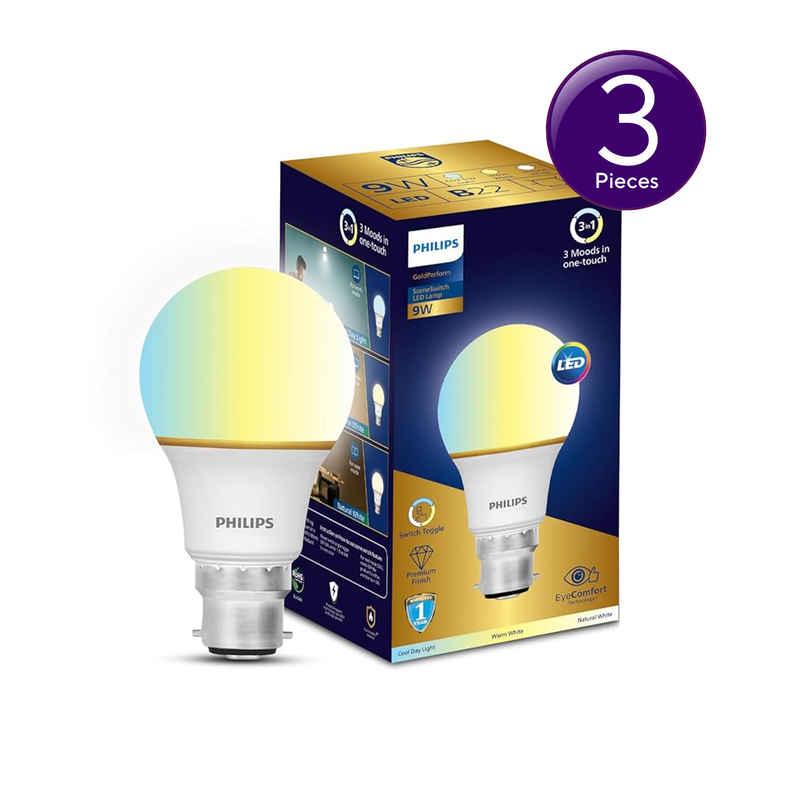 Philips Led Scene Switch 9W 850Lm Ww Nw Cw Gs | B22 Base Holder Combo Philips Led Scene Switch 9W 850Lm Ww Nw Cw Gs | B22 Base Holder Combo