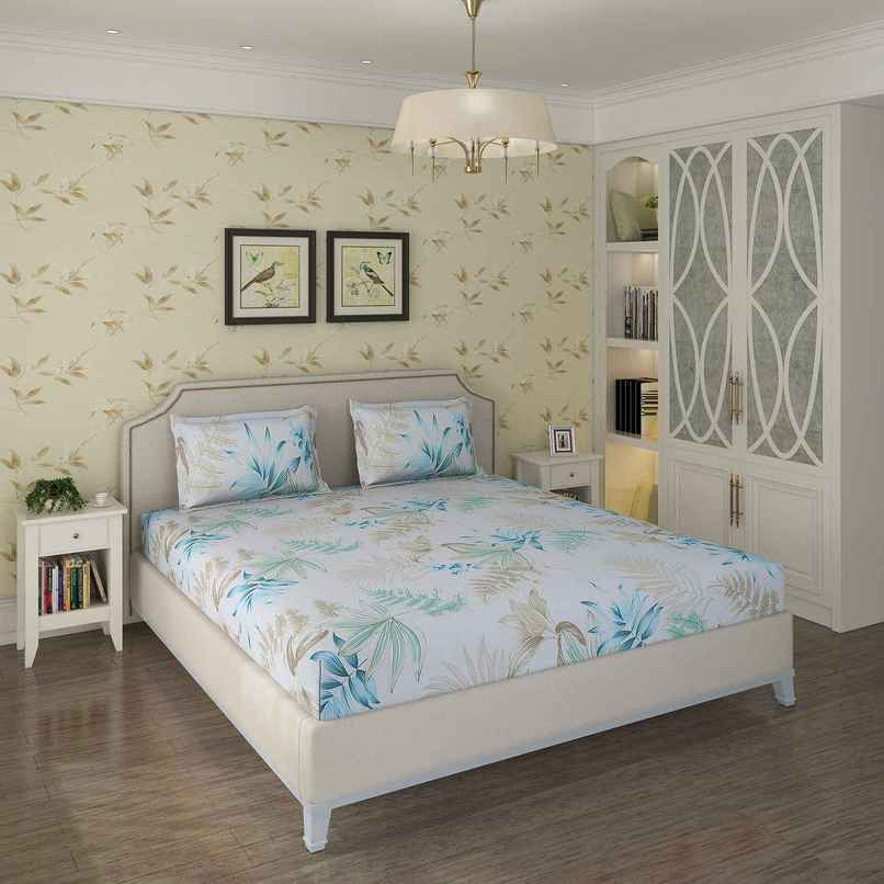 Status King Size Double Microfibre Floral Bedsheet | White | 87 x 94 in Status King Size Double Microfibre Floral Bedsheet | White | 87 x 94 in