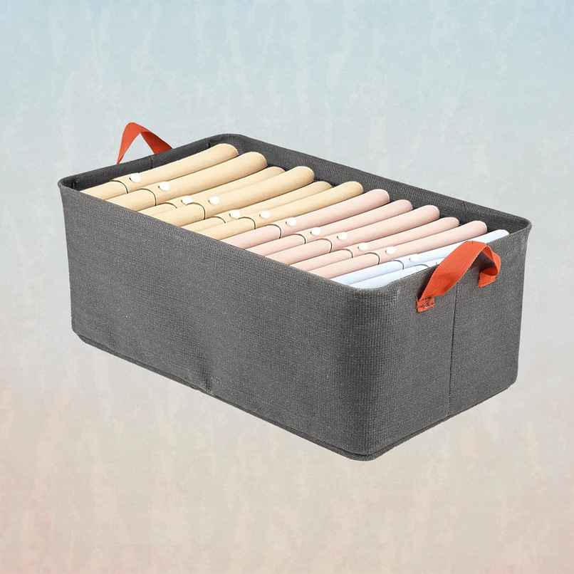 Kuber Industries Foldable Wardrobe Organisers Storage Box With Metal Frame & Handles Kuber Industries Foldable Wardrobe Organisers Storage Box With Metal Frame & Handles