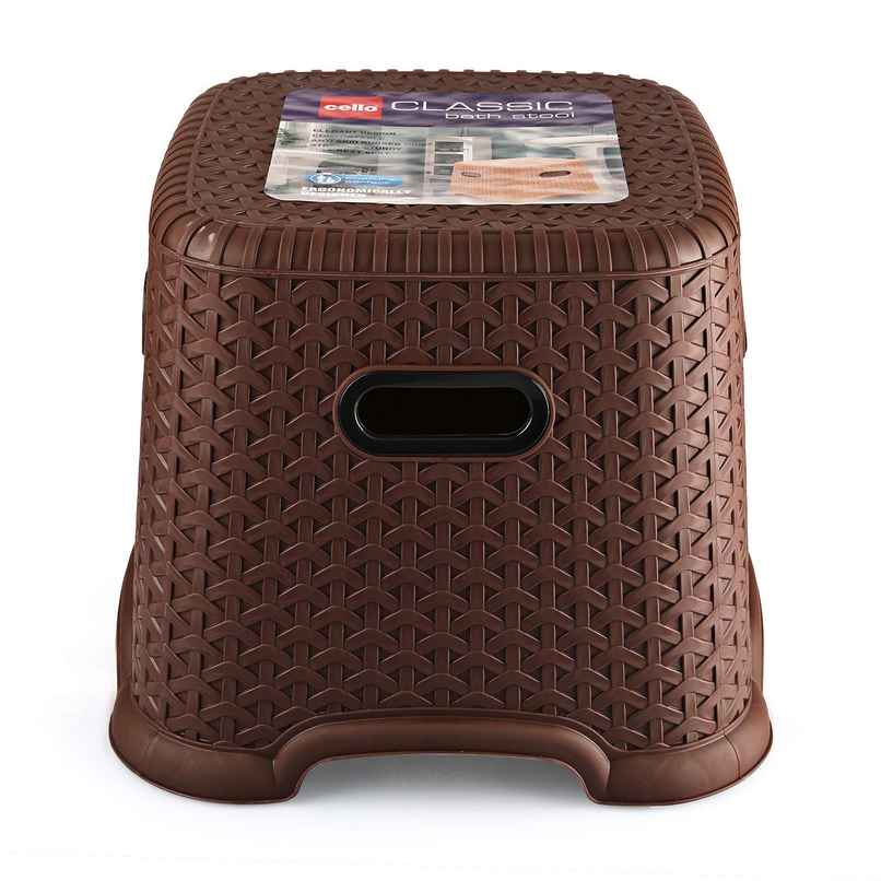 Cello Classic Perfect Posture Small Plastic Stool, Brown | Lightweight Plastic Stool for Sittng
