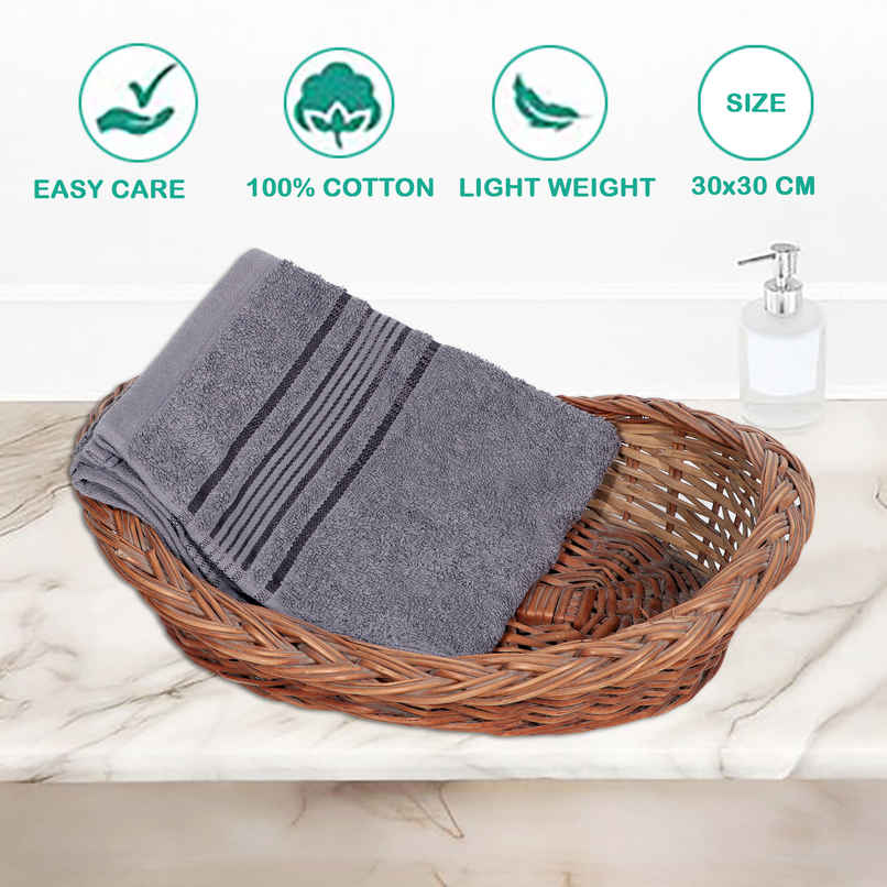 Dream Living Pure Cotton Face Towel 400 Gsm | Grey - 30 x 30 cm
