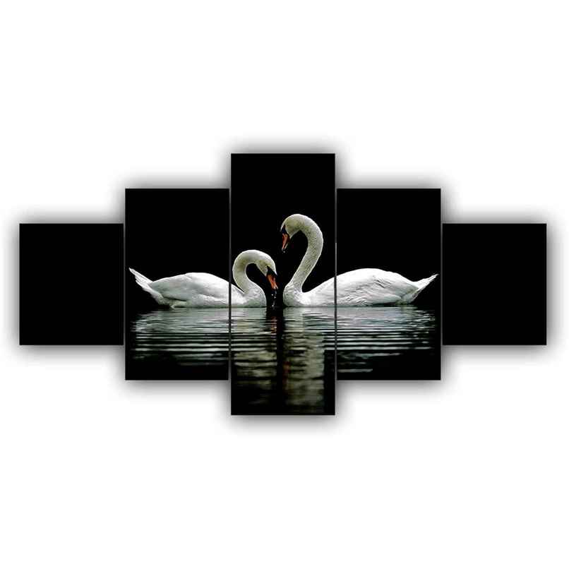 Perpetual Swan Pair Paintings for Wall Decoration | Set of 5 | 3D | 75 x 43 cm Perpetual Swan Pair Paintings for Wall Decoration | Set of 5 | 3D | 75 x 43 cm