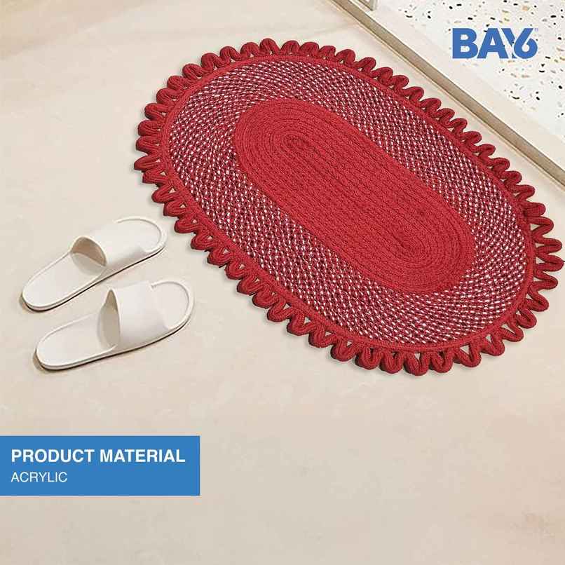BAY6 Acrylic Oval Doormat Set | 40 x 60 cm - Red