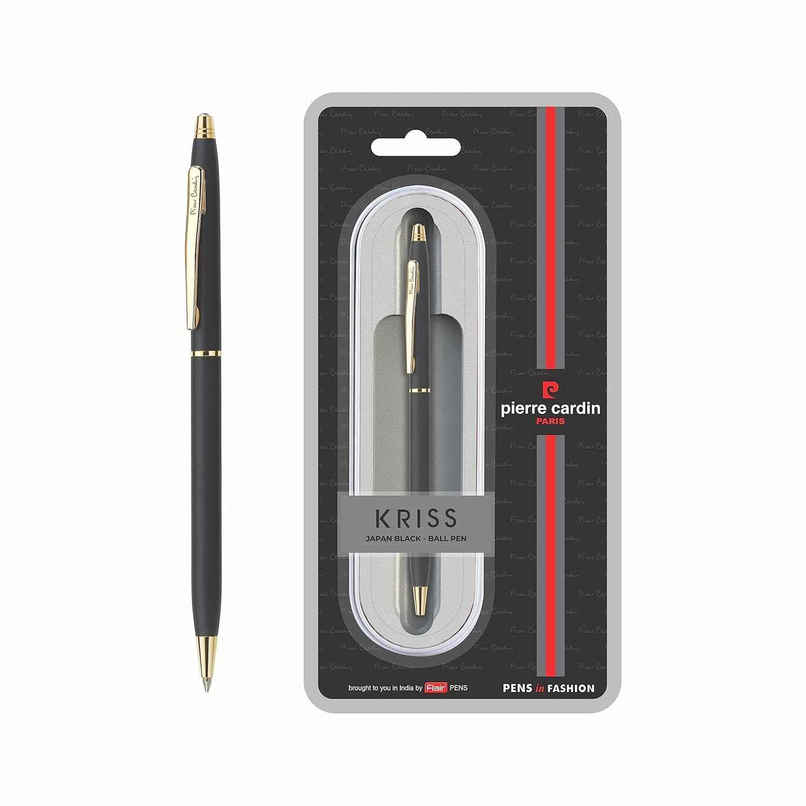 Pierre Cardin Kriss Japan Black Gold Trim Matte Black Ball Pen Pierre Cardin Kriss Japan Black Gold Trim Matte Black Ball Pen