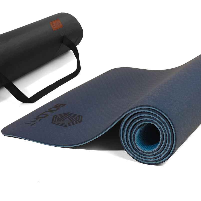 Boldfit Yoga Mat For Women And Men With Cover Bag Tpe Material Extra Thick 6Mm Blue-Blue