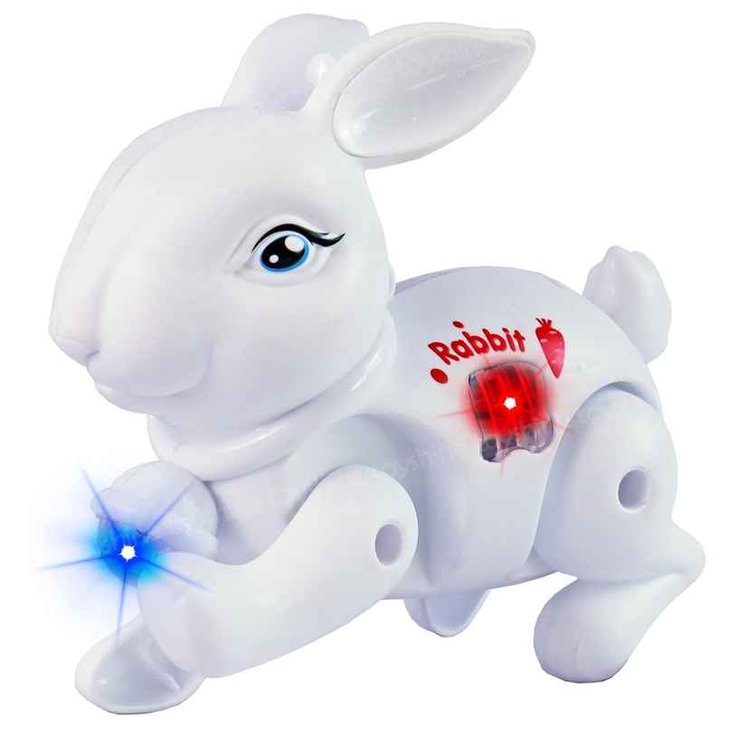 Toyshine Battery Operated Cute Interactive Walking Rabbit With Light & Sound , White