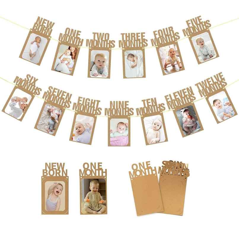 1-12 Month Old Baby Birthday Photo Banner | Party Propz 1-12 Month Old Baby Birthday Photo Banner | Party Propz