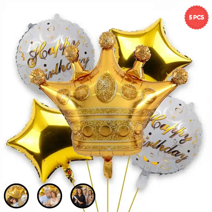 Happy Birthday Foil Balloon Set 5Pcs for Girls, Boys, Kids & Adults | BeyondLuv