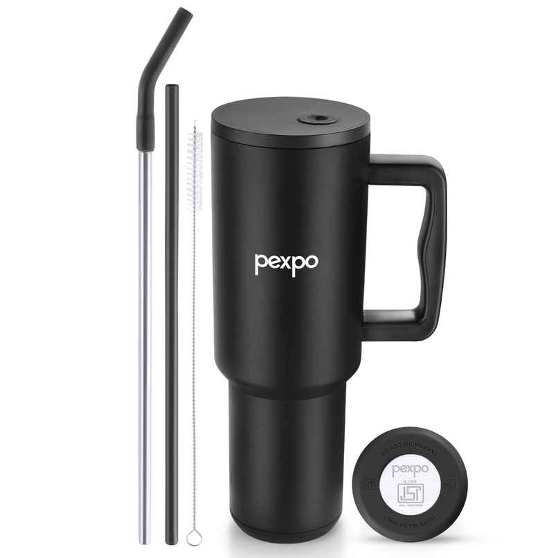 Pexpo Stanzy ISI Certified Double Wall Insulated Stainless Steel Tumbler with Handle | 1.2 L Pexpo Stanzy ISI Certified Double Wall Insulated Stainless Steel Tumbler with Handle | 1.2 L