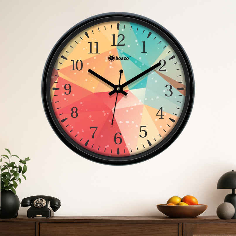 Bosco Decorative Silent Multicolour Dial with Black Frame 30 CM Wall Clock BWC 1248 Bosco Decorative Silent Multicolour Dial with Black Frame 30 CM Wall Clock BWC 1248