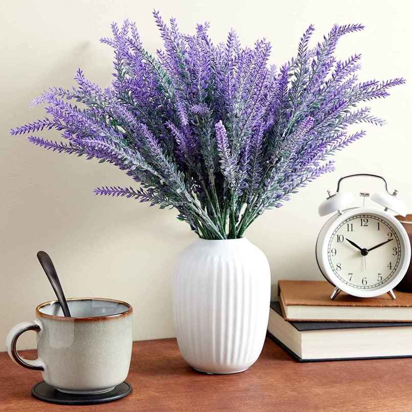 Artificial Lavender Flower Sticks Set  of 4 | Tied Ribbons