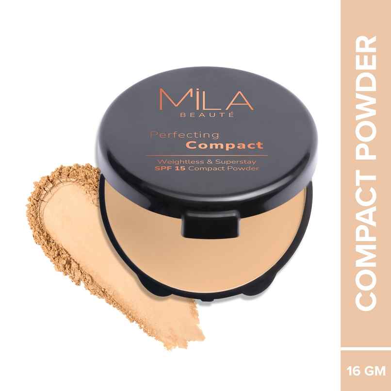 Mila Beaute Perfect Compact Powder Minimise Pores & Finelines Spf 15 301 Sand Beige Mila Beaute Perfect Compact Powder Minimise Pores & Finelines Spf 15 301 Sand Beige