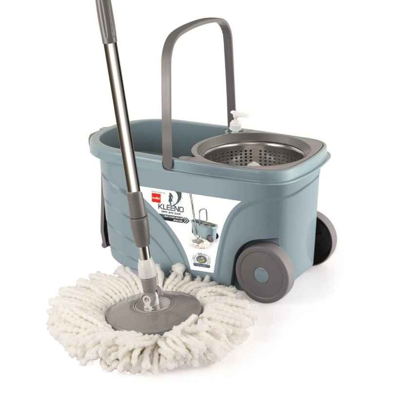 Cello Deluxe Spin Mop Bucket Max Clean with Soap Dispenser, Grey, Plastic Cello Deluxe Spin Mop Bucket Max Clean with Soap Dispenser, Grey, Plastic