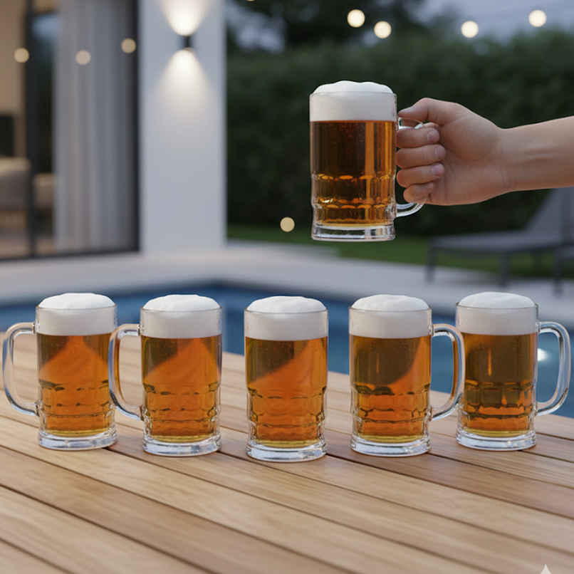 Stylo Beer | Juice | Milkshake Mug Set | 6 pcs | 335 ml Each | Yera Glassware
