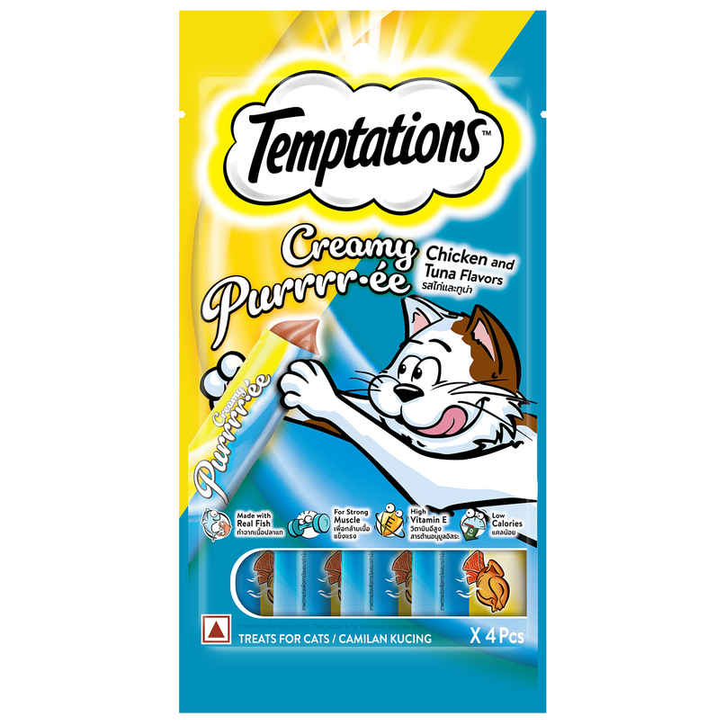 Temptations Adult Chicken & Tuna Creamy Purrrr-ee Cat Treats