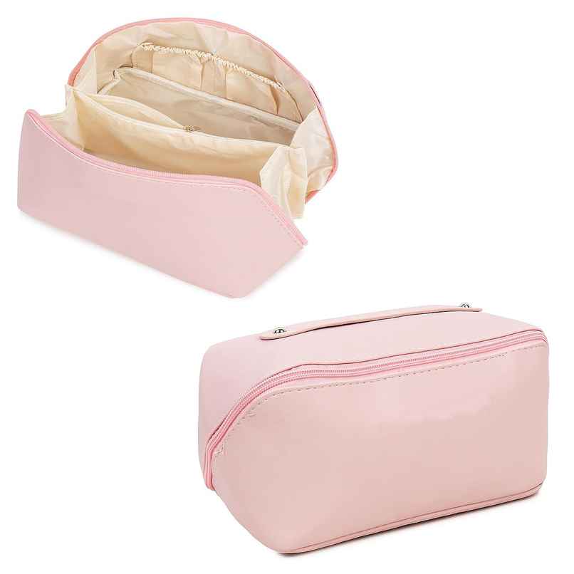 Lazer Travel Cosmetic Makeup Pouches for Women Travel Organizer Bag | Pink Lazer Travel Cosmetic Makeup Pouches for Women Travel Organizer Bag | Pink