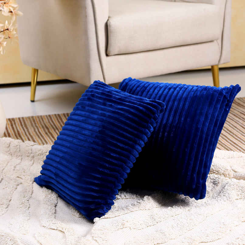 Status Ribbed Cushion Cover Set Of 2 40 Cm x 40 Cm - Blue
