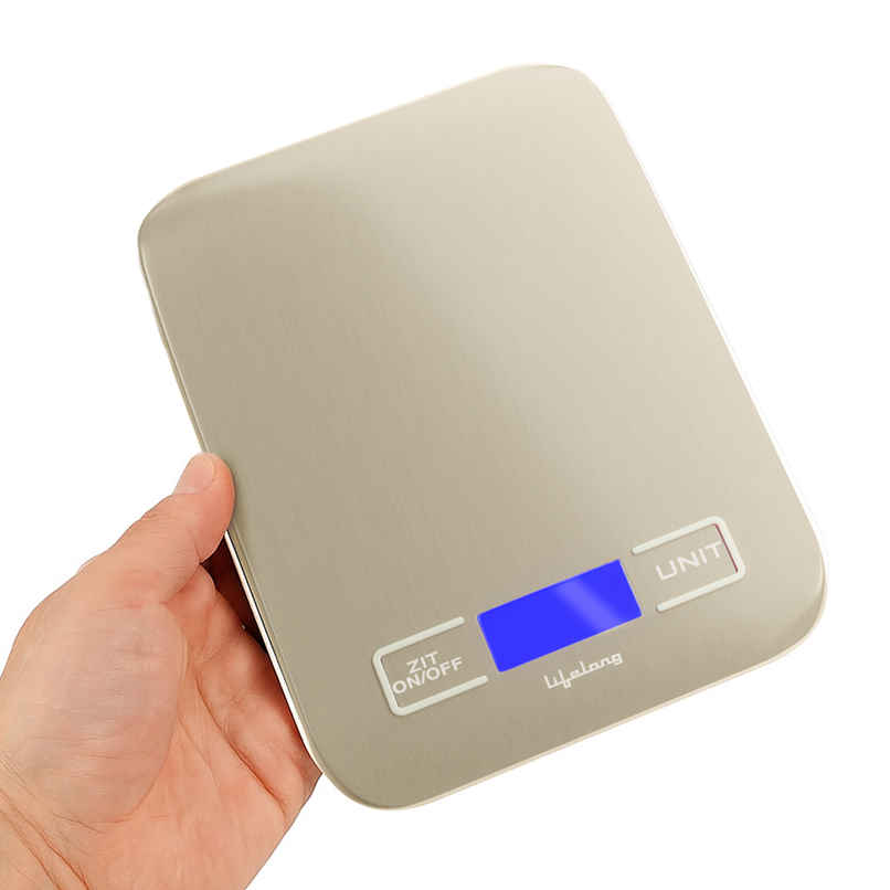 Lifelong Digital Kitchen Weighing Scale 5kg LCD Display Stainless Steel Tare Unit Conversion |Silver