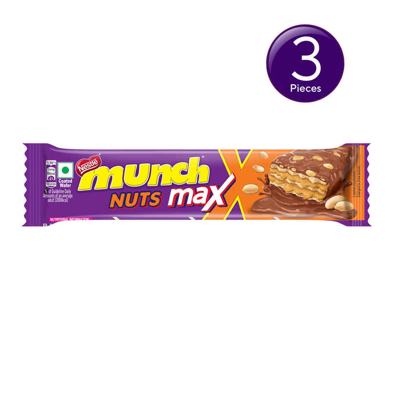 Munch Max Nuts | Double Choco Coated Wafer Bar With Crunchy Nuts Combo