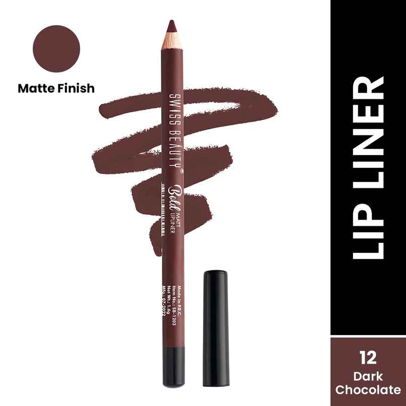 Swiss Beauty Bold Matt Lip Liner Pencil | 12 Dark Chocolate